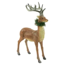 Northlight Standing Glittered Reindeer With Pine Neck Wreath Christmas Decoration - 15.5" -Northlight GUEST 98c18cdd 5125 4e00 ab59 3b70b429d2ef