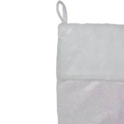 Northlight 20.5" Iridescent Glitter Snowflake Print Christmas Stocking With Faux Fur Cuff -Northlight GUEST 99f73b69 7fa4 46bb bb12 76d554e4a5f5