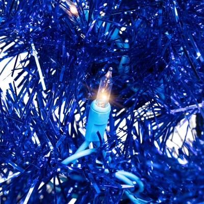 Northlight Pre-Lit Artificial Tinsel Christmas Tree - 3' - Blue - Clear Lights 4 Northlight Pre-Lit Artificial Tinsel Christmas Tree - 3' - Blue - Clear Lights - Image 2