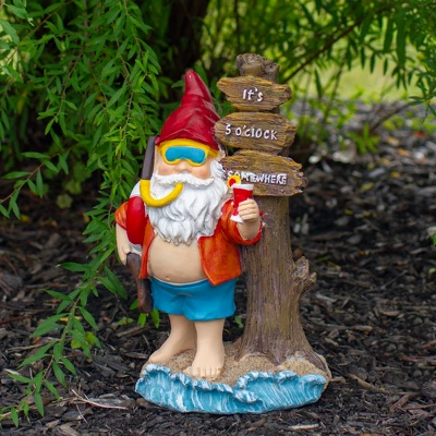 Northlight 10.5" Red And Blue Beach Gnome Outdoor Garden Statue 3 Northlight 10.5" Red And Blue Beach Gnome Outdoor Garden Statue