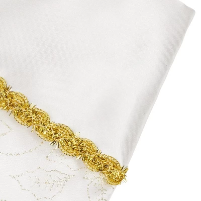 Northlight 20.5" White And Gold Glitter Poinsettia Christmas Stocking 4 Northlight 20.5" White And Gold Glitter Poinsettia Christmas Stocking - Image 2