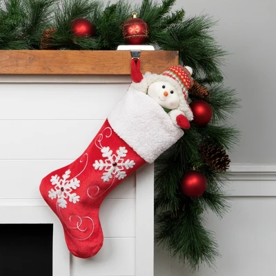 Northlight 20.5-Inch Red And White Velvet With White Snowflake Christmas Stocking 3 Northlight 20.5-Inch Red And White Velvet With White Snowflake Christmas Stocking