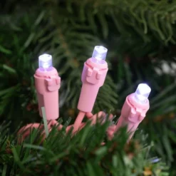 Northlight 100-Count Pure White LED Wide Angle Christmas Lights, 33ft Pink Wire