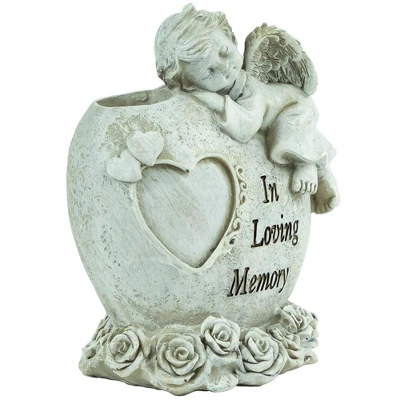 Northlight 6.5" Religious "In Loving Memory" Sleeping Angel Bereavement Outdoor Patio Garden Statue - Gray 4 Northlight 6.5" Religious "In Loving Memory" Sleeping Angel Bereavement Outdoor Patio Garden Statue - Gray - Image 2