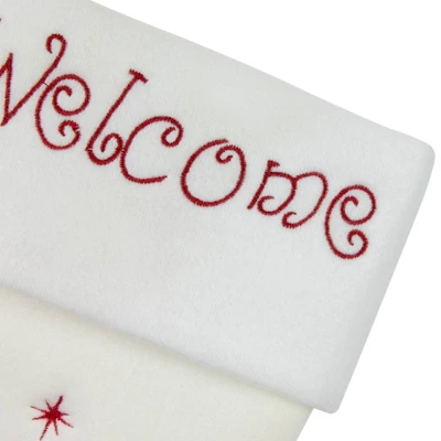Northlight 17" White And Red "Welcome" Snowman Embroidered Christmas Stocking 4 Northlight 17" White And Red "Welcome" Snowman Embroidered Christmas Stocking - Image 2