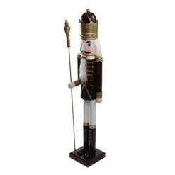 Northlight 48" Burgundy And White Wooden Christmas Nutcracker King With Scepter -Northlight GUEST a3f63999 3f0b 4d4c 9d8a 4434411402ab