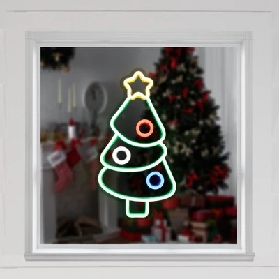 Northlight 15" LED Lighted Neon Style Christmas Tree Window Silhouette 3 Northlight 15" LED Lighted Neon Style Christmas Tree Window Silhouette