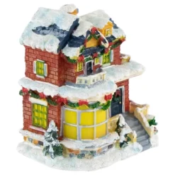 Northlight Two Story Snowy House With Garland And Wreaths Christmas Village Decoration - 4" -Northlight GUEST a6a7c973 cb93 4c10 8d7e 71c33260e21f