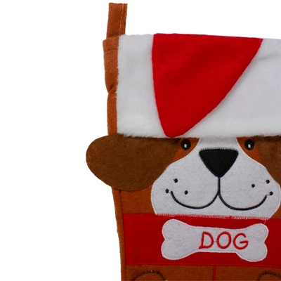 Northlight 17" Red And Brown "DOG" Embroidered Christmas Stocking With Cuff 4 Northlight 17" Red And Brown "DOG" Embroidered Christmas Stocking With Cuff - Image 2