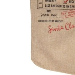 Northlight 19" Beige And Red "Christmas Delivery" Stocking With Hanging Tag -Northlight GUEST a7bbcb5d e542 422a a511 66292e952820