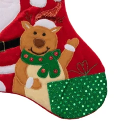 Northlight 20.5" Red And White Glittered Santa Claus And Reindeer Christmas Stocking -Northlight GUEST a815068e ec50 4216 9b90 6babd544817d