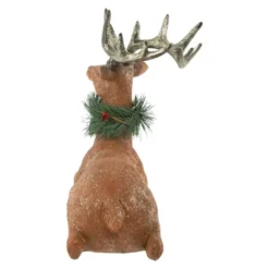 Northlight Glittered Sitting Deer With Pine Neck Wreath Christmas Decoration - 10" -Northlight GUEST aa3a0cd5 7bc4 45dc a0a2 3757414c110c
