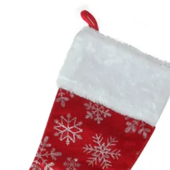 Northlight 20-Inch Red And Silver Glitter Snowflakes Christmas Stocking With A Faux Fur Accent -Northlight GUEST aa8e2a81 9fe8 4a1f a36e da681c8d33cc
