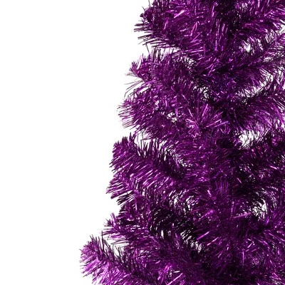 Northlight 4' Purple Artificial Tinsel Christmas Tree, Unlit 4 Northlight 4' Purple Artificial Tinsel Christmas Tree, Unlit - Image 2