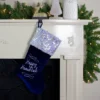Northlight 19" Navy Blue And Silver Embroidered Happy Stocking With Sequin Cuff -Northlight GUEST af2571db 33a2 4af5 b228 31cdac0baae9