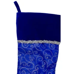Northlight 20.5" Royal Blue And Silver Swirl Christmas Stocking With Velveteen Cuff -Northlight GUEST b06c1d4e 8f20 4822 923d a7941ee1f13e