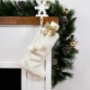 Northlight Polar Bear Faux Fur Christmas Stocking With Pom Poms - 20.5" - White -Northlight GUEST b2e52b95 6adc 4593 a68d c8ecece6183c