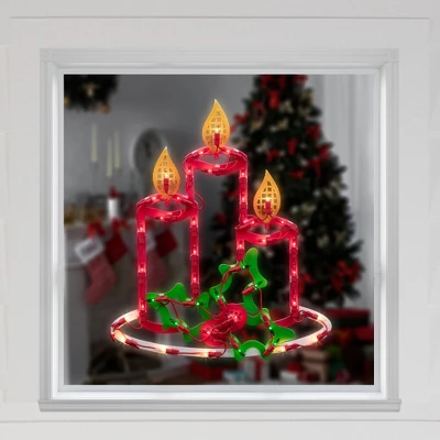 Northlight 16.5" Lighted Candles With Holly And Berry Christmas Window Silhouette 4 Northlight 16.5" Lighted Candles With Holly And Berry Christmas Window Silhouette - Image 2