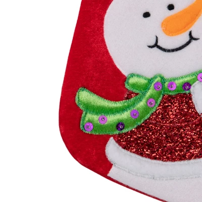 Northlight 20.5" Red And White Embroidered Snowman With Glitter Christmas Stocking 5 Northlight 20.5" Red And White Embroidered Snowman With Glitter Christmas Stocking - Image 3