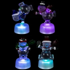 Northlight LED Lighted Color Changing Snowmen Acrylic Christmas Decorations - 4.25" - Set Of 4 -Northlight GUEST b6c05c2c 078a 40d7 aa09 c48061614d33