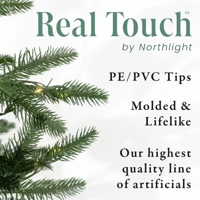 Northlight Real Touch™️ Pre-Lit Slim Flocked Nordmann Fir Artificial Christmas Tree - 4.5' - Warm Clear LED Lights 6 Northlight Real Touch™️ Pre-Lit Slim Flocked Nordmann Fir Artificial Christmas Tree - 4.5' - Warm Clear LED Lights - Image 4