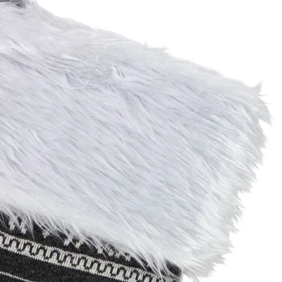 Northlight 19" Gray And White Reindeer And Snowflake Knit Christmas Stocking With Faux Fur Cuff 4 Northlight 19" Gray And White Reindeer And Snowflake Knit Christmas Stocking With Faux Fur Cuff - Image 2