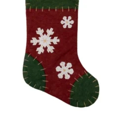 Northlight 20" Green And Red Snowflake Christmas Stocking With Blanket Stitching -Northlight GUEST bf96a2ed 13ba 4368 8784 ebf849e1889a