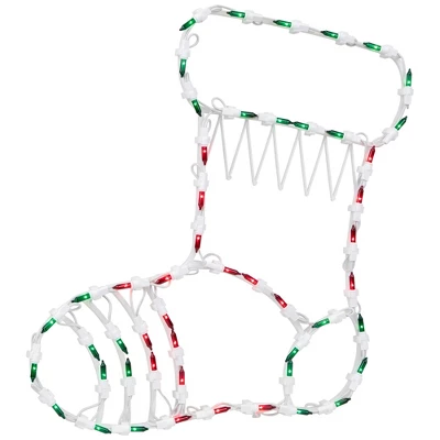 Northlight Lighted Stocking Silhouette Window Christmas Decoration - 18" - Red And Green 5 Northlight Lighted Stocking Silhouette Window Christmas Decoration - 18" - Red And Green - Image 3
