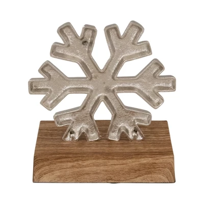 Northlight 6" Silver Snowflake On Wood Look Base Christmas Stocking Holder 6 Northlight 6" Silver Snowflake On Wood Look Base Christmas Stocking Holder - Image 4
