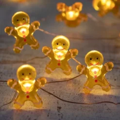 Northlight 20-Count LED Mini Gingerbread Men Christmas Fairy Lights, 6.5 Ft Silver Wire