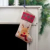 Northlight 19" Burlap Plaid Whimsical Reindeer Waiving Christmas Stocking -Northlight GUEST c3de31da bf6b 4ce8 99e2 9d1619850303
