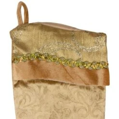 Northlight 20.5" Gold Etched Velvet Christmas Stocking With Glitter Print And Metallic Trim -Northlight GUEST c3dec264 9161 4491 8391 64cc7100e8fe