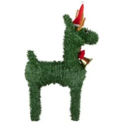 Northlight Reindeer With Santa Hat, Bell And Bow Artificial Pine Christmas Decoration - 16" -Northlight GUEST c3ed558a f551 4119 9788 bf64192b1927