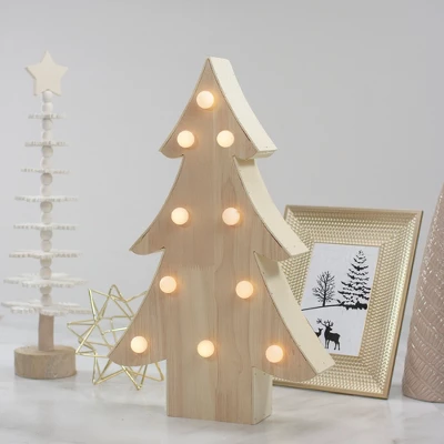 Northlight Lighted 3D Wooden Christmas Tree Decoration - 15" 3 Northlight Lighted 3D Wooden Christmas Tree Decoration - 15"