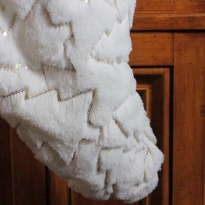 Northlight 18" White And Gold Christmas Stocking With Sequined Trees 5 Northlight 18" White And Gold Christmas Stocking With Sequined Trees - Image 3