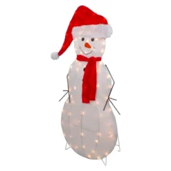 Northlight 42" Lighted 2D Chenille Snowman In Santa Hat Outdoor Christmas Decoration -Northlight GUEST c68f48d9 4f53 44f2 aadd 480b6d522e3d