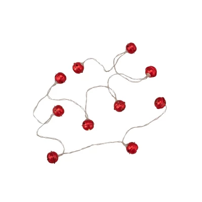 Northlight 10-Count LED Red Christmas Bells Fairy Lights, 5.5ft, Clear Wire 4 Northlight 10-Count LED Red Christmas Bells Fairy Lights, 5.5ft, Clear Wire - Image 2