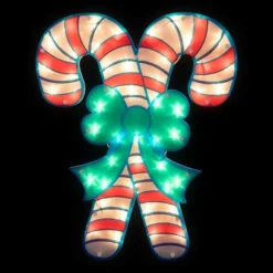 Northlight 18.5" Lighted Double Candy Cane Christmas Window Silhouette