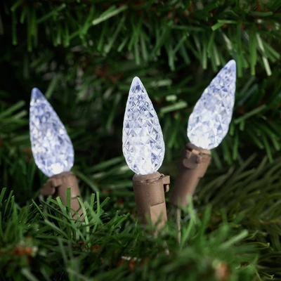 Northlight 70-Count Pure White LED Faceted C6 Christmas String Lights, 23ft Brown Wire 3 Northlight 70-Count Pure White LED Faceted C6 Christmas String Lights, 23ft Brown Wire