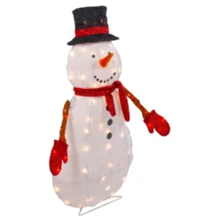 Northlight 32" Lighted 3D Chenille Snowman In Top Hat Outdoor Christmas Decoration -Northlight GUEST cae581a5 552c 4de8 b7a0 14e6e4b8c6f9