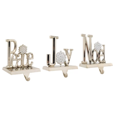 Northlight Peace, Joy And Noel Metal Christmas Stocking Holders - 6.5" - Set Of 3 5 Northlight Peace, Joy And Noel Metal Christmas Stocking Holders - 6.5" - Set Of 3 - Image 3