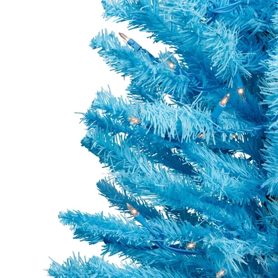 Northlight Pre-Lit Medium Artificial Pine Christmas Tree - 4' - Sky Blue - Clear Lights 4 Northlight Pre-Lit Medium Artificial Pine Christmas Tree - 4' - Sky Blue - Clear Lights - Image 2
