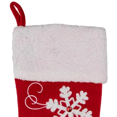Northlight 20.5-Inch Red And White Velvet With White Snowflake Christmas Stocking 5 Northlight 20.5-Inch Red And White Velvet With White Snowflake Christmas Stocking - Image 3