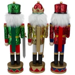Northlight Set Of 3 Red Sequin Jacket Wooden Christmas Nutcrackers 14.25" -Northlight GUEST cf821455 cab3 4b23 9b29 0001f84566a0