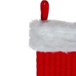 Northlight 19" Red And White Cable Knit Christmas Stocking With Fur Cuff -Northlight GUEST d2e51796 8dc2 41ea 83d5 419414fdb02d