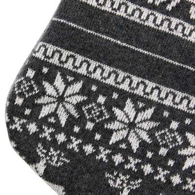 Northlight 19" Gray And White Reindeer And Snowflake Knit Christmas Stocking With Faux Fur Cuff 6 Northlight 19" Gray And White Reindeer And Snowflake Knit Christmas Stocking With Faux Fur Cuff - Image 4