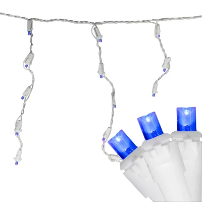 Northlight LED Wide Angle Icicle Christmas Lights - Blue - 5.5' White Wire - 100ct 3 Northlight LED Wide Angle Icicle Christmas Lights - Blue - 5.5' White Wire - 100ct