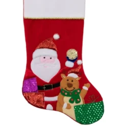 Northlight 20.5" Red And White Glittered Santa Claus And Reindeer Christmas Stocking -Northlight GUEST d7baa4c0 8706 4906 ad7c 704bab47f57f