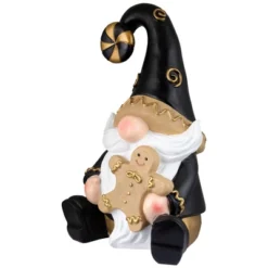 Northlight Gnome Holding Gingerbread Man Cookie Christmas Decoration - 13" - Black -Northlight GUEST d8084d7c a113 47b2 a41b e004cf9b0b3b