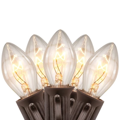 Northlight C7 Christmas String Lights - Clear - 24' Brown Wire - 25ct 3 Northlight C7 Christmas String Lights - Clear - 24' Brown Wire - 25ct